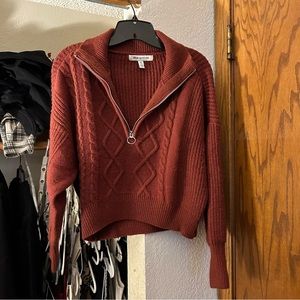 urban outfitters burgundy quarter zip sweater